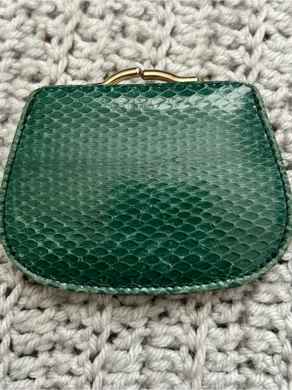 Vintage Saks Fifth Avenue Green Python-Texture Coin Purse